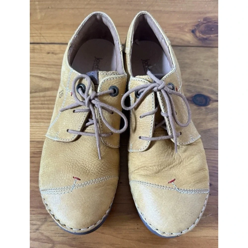 Josef Seibel Shoes Leather Comfort Lace Up Walking Shoes Germany Fergey 40 Tan